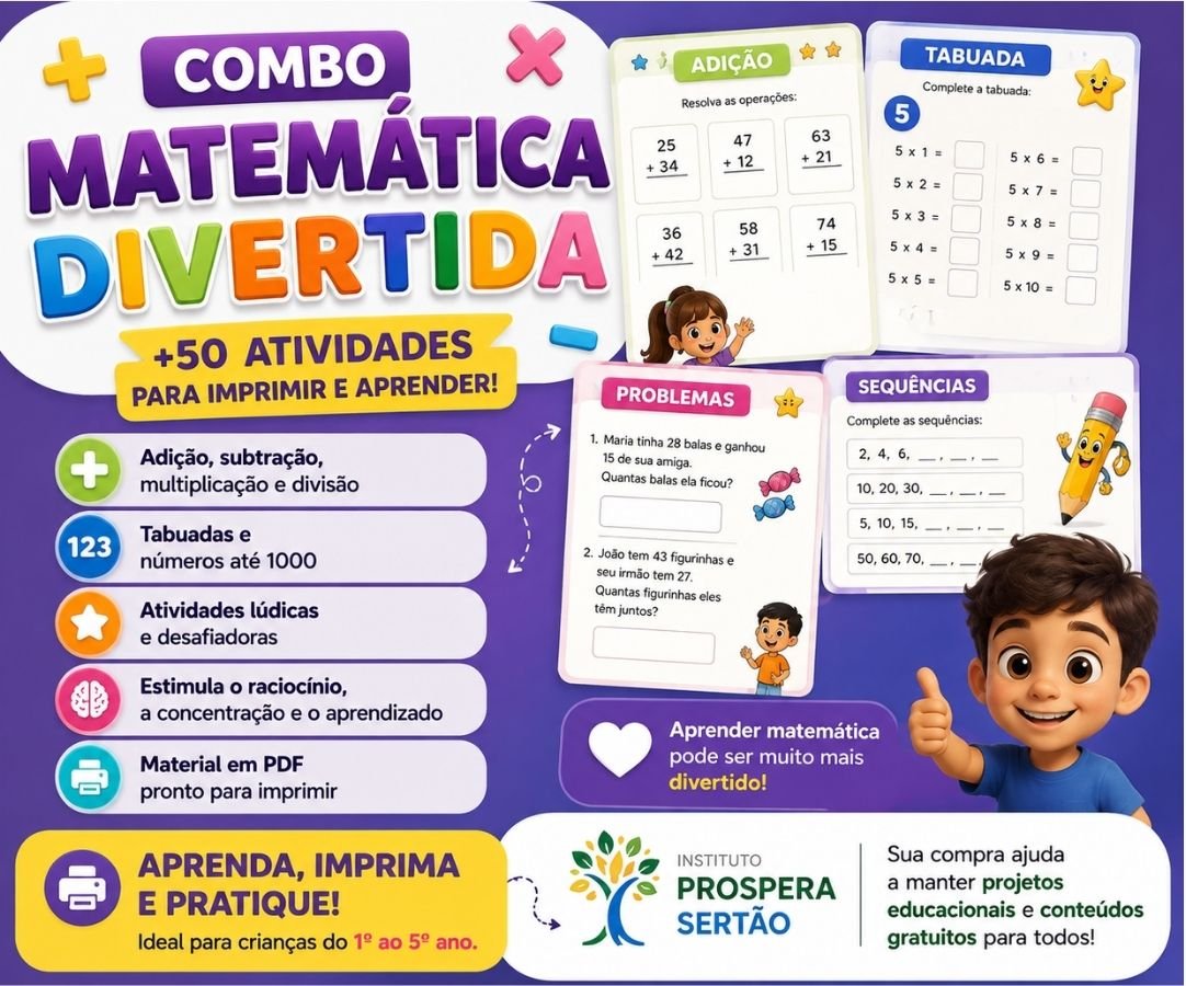 Combo Matemática Divertida com mais de 50 atividades para imprimir